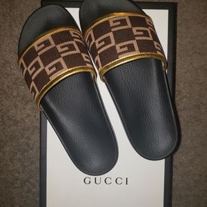 gucci slides pursuit gg cube gold